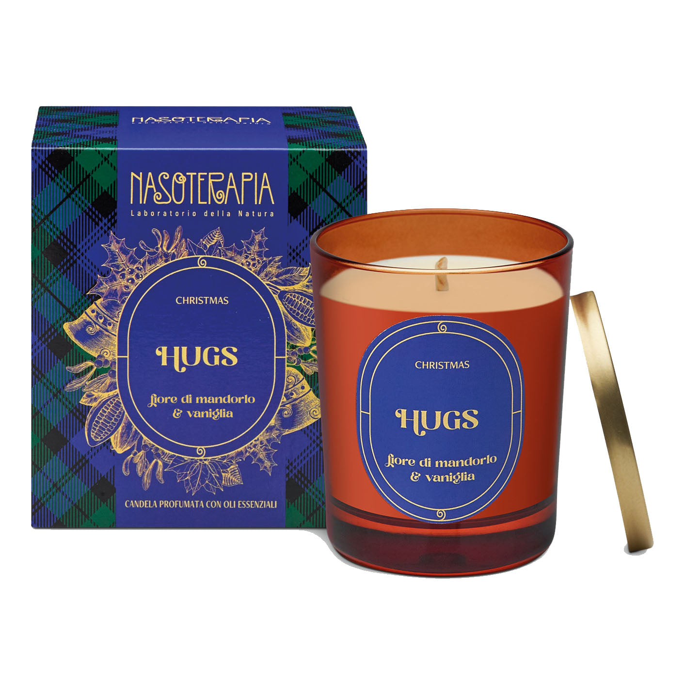 NASOTERAPIA CANDELA CHRISTMAS IS IN THE AIR HUGS FIOR DI MANDORLO E VANIGLIA 180 G