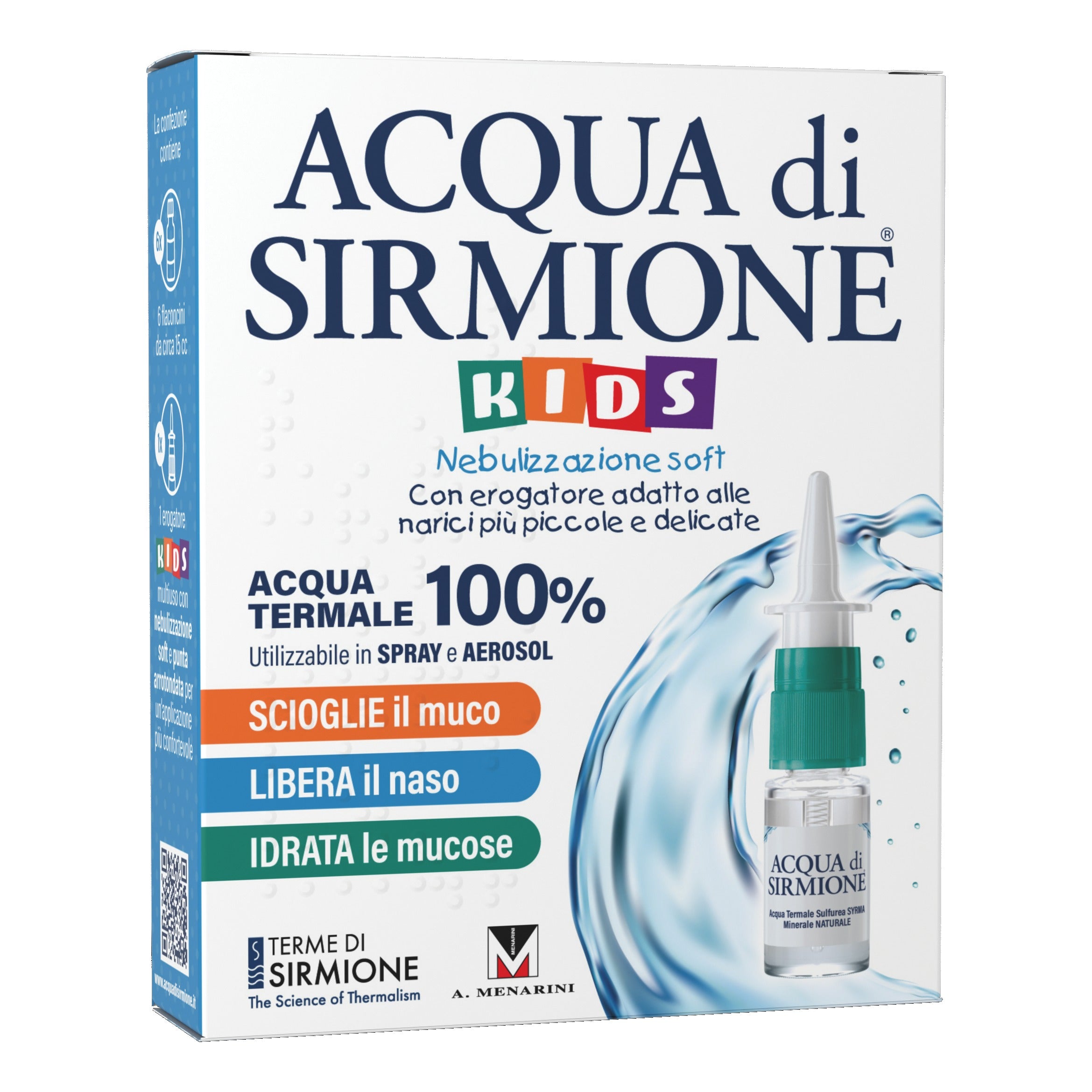 ACQUA DI SIRMIONE KIDS NEBULIZZAZIONE SOFT ACQUA TERMALE 100% 6 FLACONCINI PLURIDOSE X 15 ML