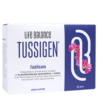 LIFE BALANCE TUSSIGEN NAC FLUIDIFICANTE 14 BUSTINE LIMONE CON EDULCORANTE SENZA GLUTINE NATURALMENTE PRIVO DI LATTOSIO